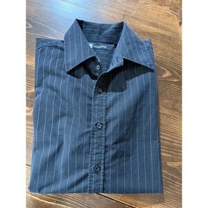Level Ten Mens XL Black Pinstripe Long Sleeve Button Down Shirt Cotton Blend‎